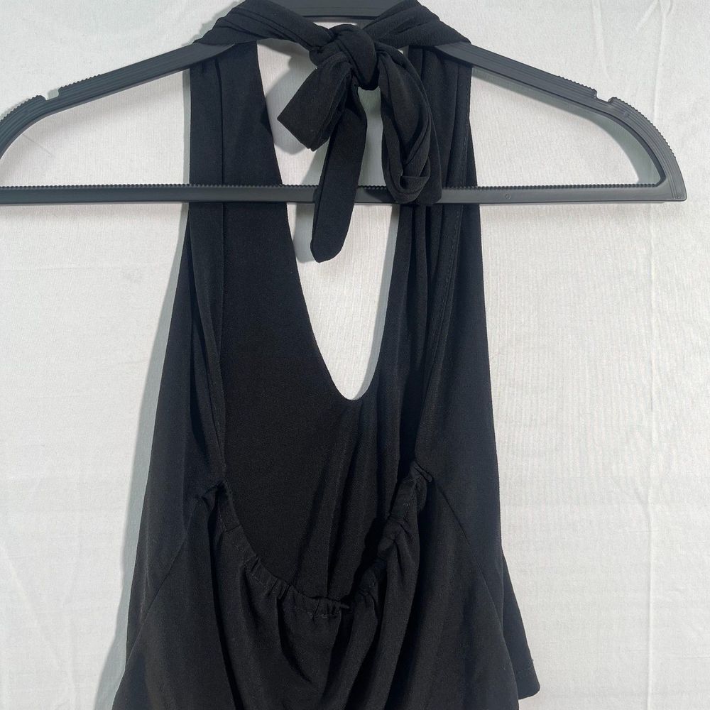 Brandy Melville Black Halter Crop Top Back Adjustable Tie Perfect Summer Beach S - Picture 3 of 7